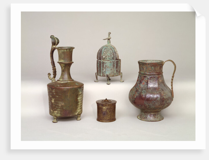 Censer, ewer, inkwell and 12th-13th century jug by Persian School