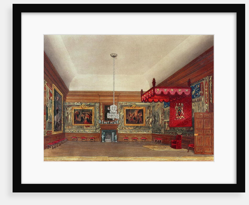 The Throne Room, Hampton Court from Pyne's 'Royal Residences', 1818 by William Henry Pyne