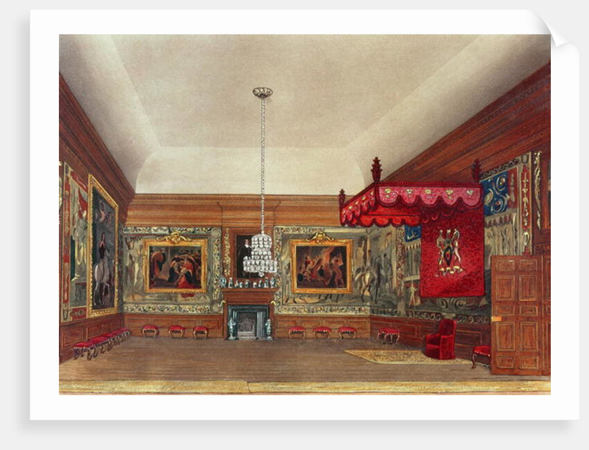 The Throne Room, Hampton Court from Pyne's 'Royal Residences', 1818 by William Henry Pyne