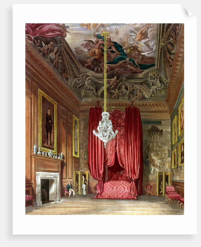 Queen Mary's State Bed Chamber, Hampton Court from Pyne's 'Royal Residences', 1818 by William Henry Pyne