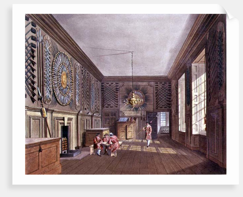 The Guard Chamber, St. James' Palace from Pyne's 'Royal Residences', 1818 by William Henry Pyne
