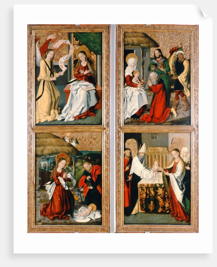 The Annunciation, the Birth of Christ, the Adoration of the Magi and the Presentation in the Temple from the Szepeshely Altarpiece, 1480-90 by Hungarian School