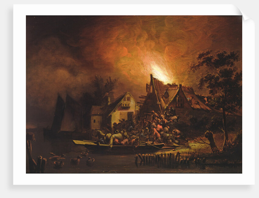 Villagers Struggling to put out a Cottage Fire by Adriaen Lievensz van der Poel