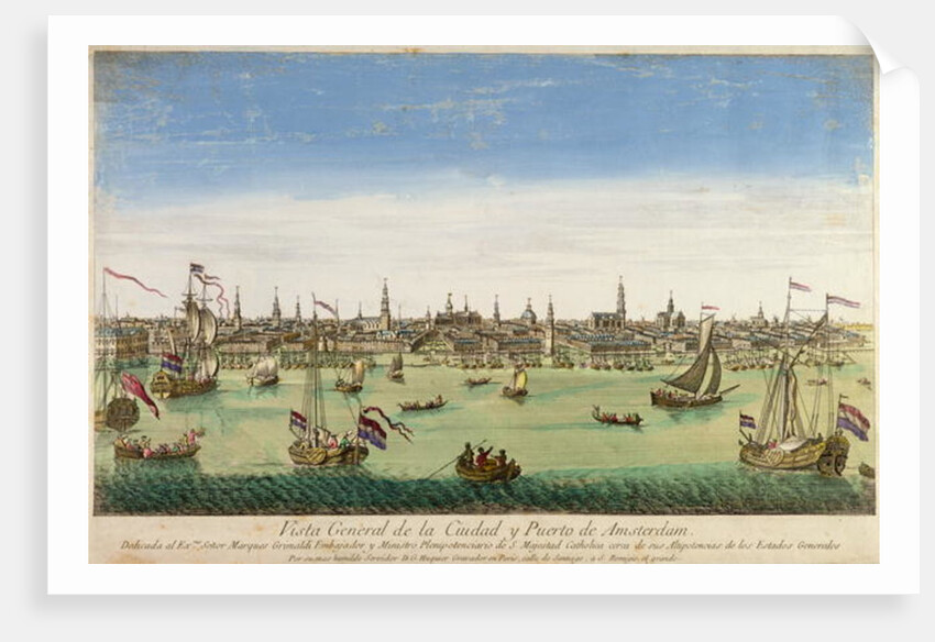 A General View of the Port and Town of Amsterdam, engraving by D.G. Hucquier, 16th century by Dutch School
