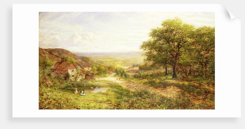 Landscape with Children by a Pond, 1884 by George William Mote