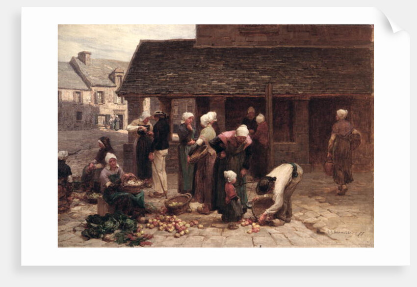 The Market Place of Ploudalmezeau, Brittany, 1877 by Leon Augustin Lhermitte