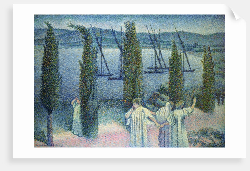 Coastal View with Cypress Trees, 1896 by Henri-Edmond Cross