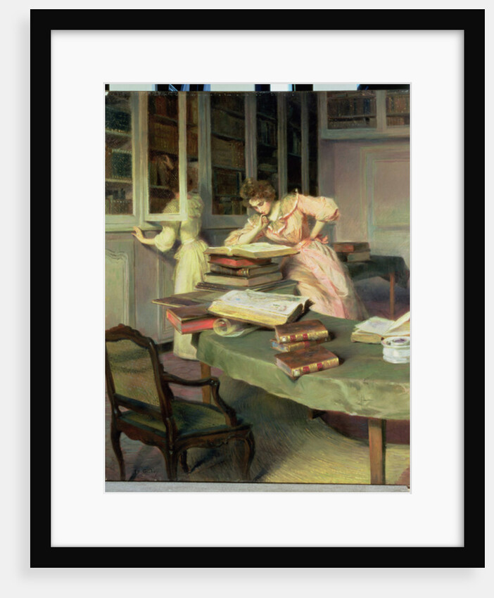 Elegant Women in a Library by Edouard Gelhay