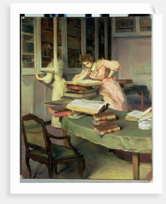 Elegant Women in a Library by Edouard Gelhay