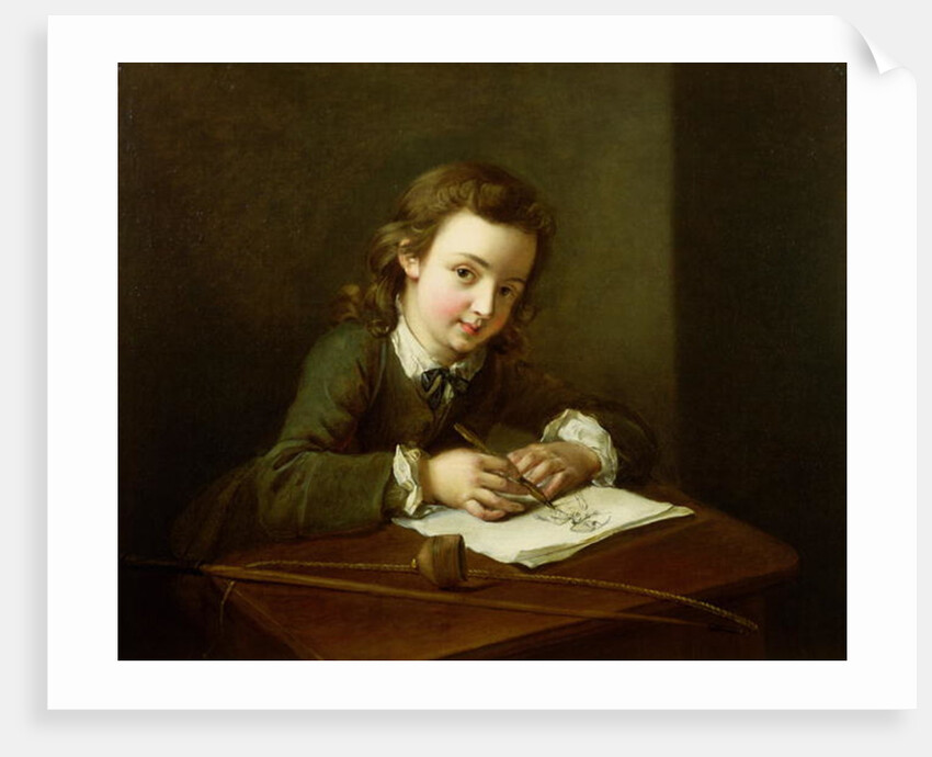 Boy Drawing at a Table by Philippe Mercier