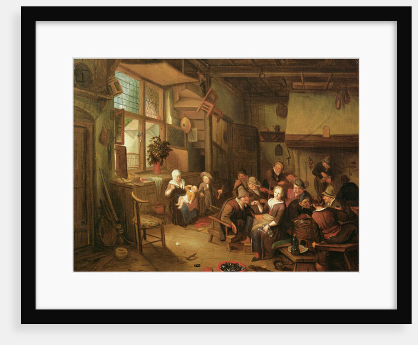 Interior with peasants drinking by Richard Brakenburg