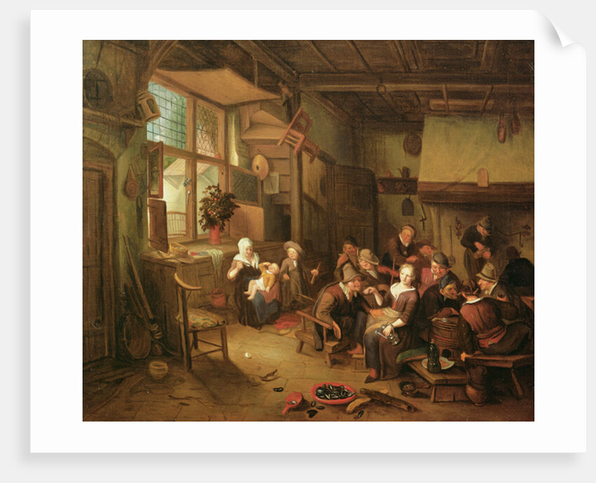 Interior with peasants drinking by Richard Brakenburg