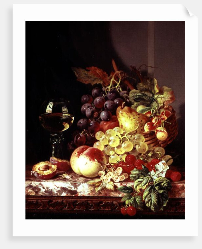Still life with grapes and wine by Edward Ladell