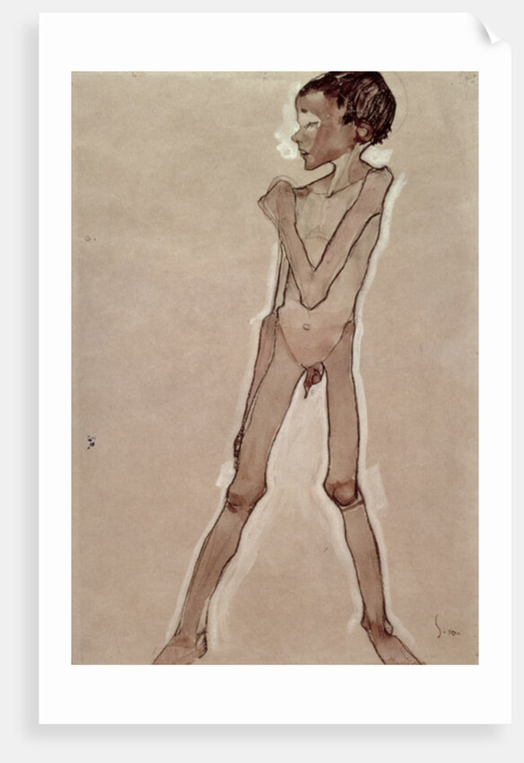 Nude Boy Standing by Egon Schiele
