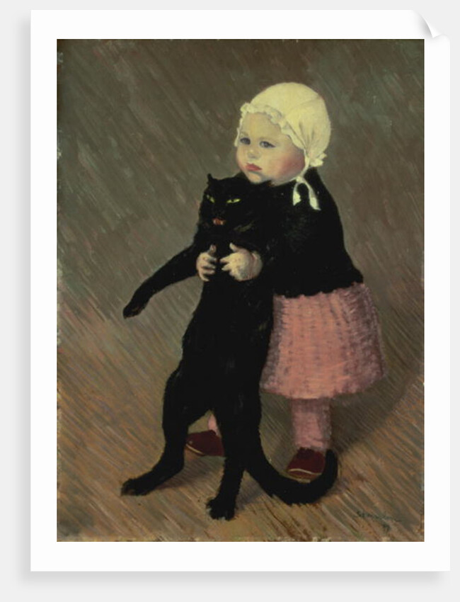 A Small Girl with a Cat, 1889 by Theophile Alexandre Steinlen