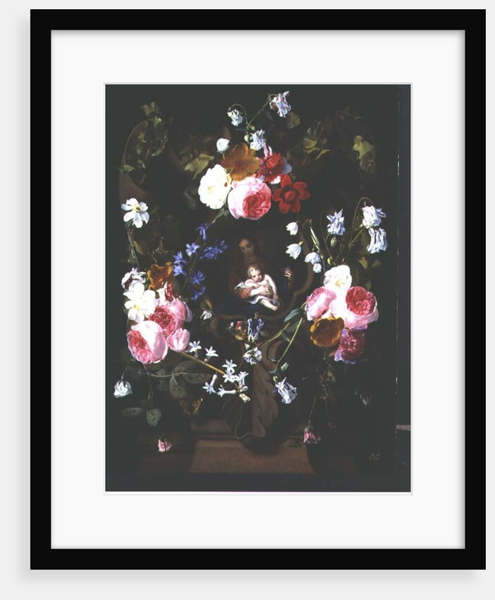 Madonna and Child Surrounded by a Garland of Flowers by Christiaan Luykx or Luycks