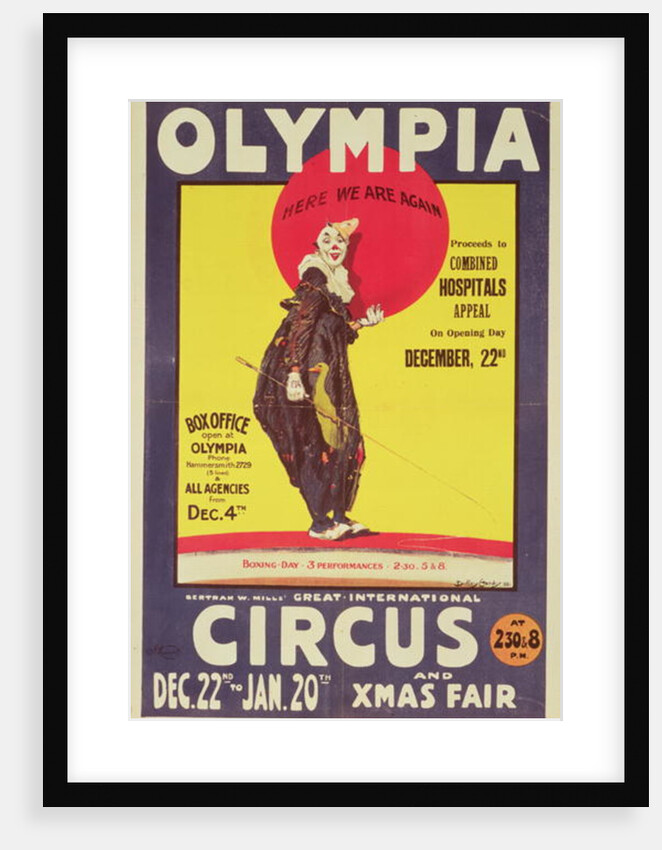 Bertram Mills circus poster, 1922 by Dudley Hardy