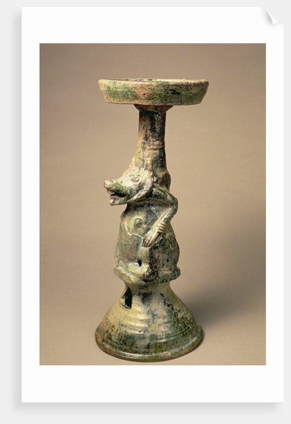 Early Chinese pottery lamp, tomb artefact, Han Dynasty, 25-220 AD by Han Dynasty Chinese School