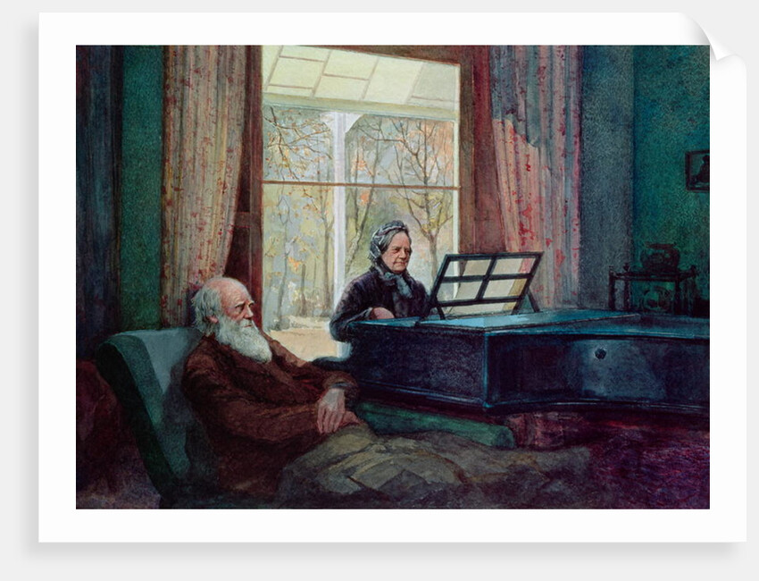 Charles Darwin and his wife at the Piano) by English School