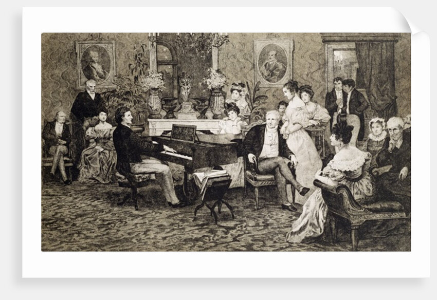 Frederic Chopin playing in the salon of the musician and composer Prince Anthony Radziwill in 1829 by Anonymous