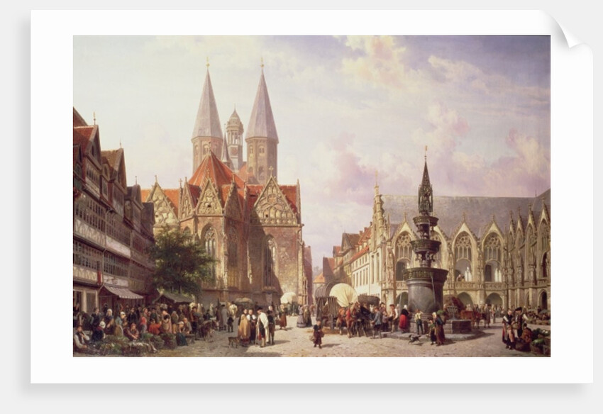 Market Scene at Braunschweig by Cornelius Springer
