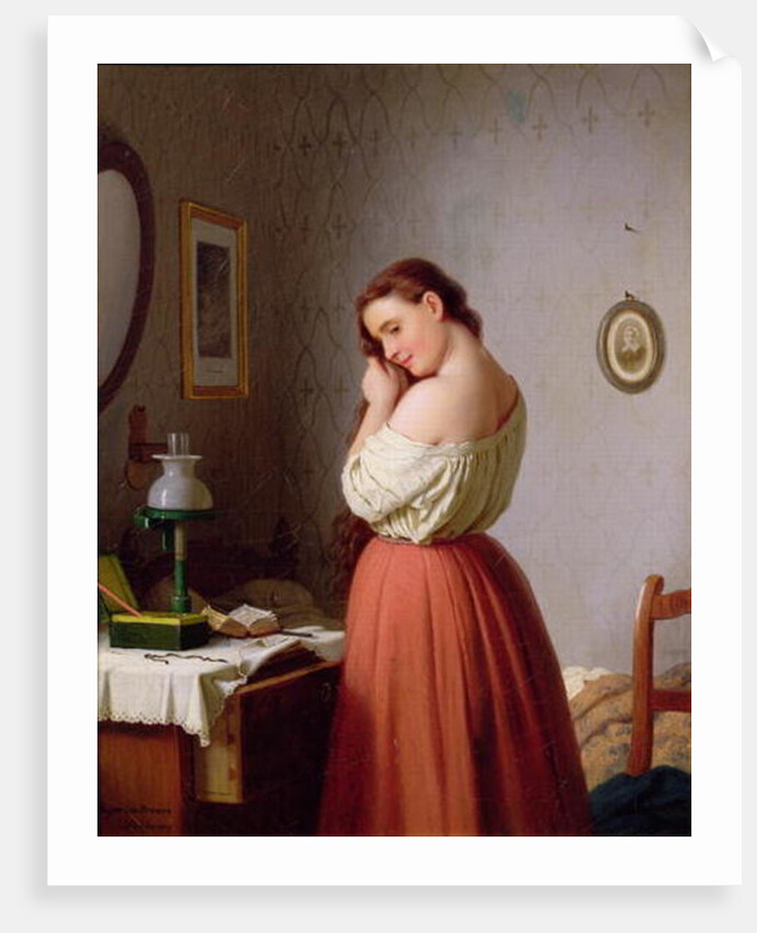 Young Woman Plaiting her Hair by Meyer von Bremen