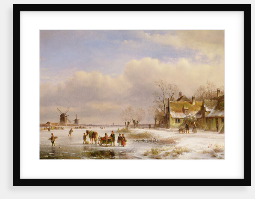Snow Scene with Windmills in the Distance, 19th century by Lodewijk Johannes Kleyn