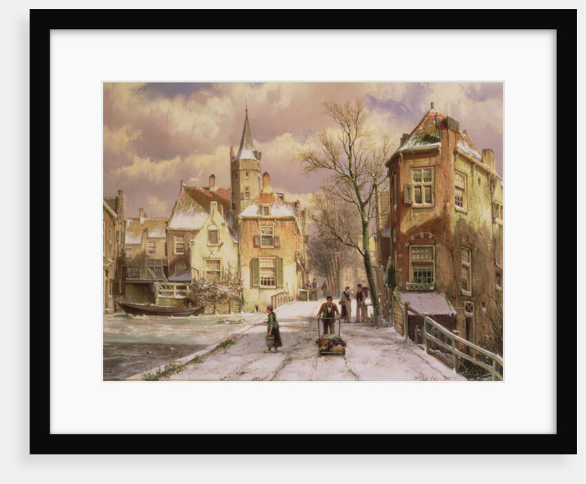 Pushing a Wheelbarrow in the Snow by Willem Koekkoek