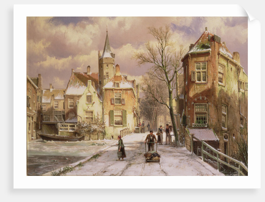 Pushing a Wheelbarrow in the Snow by Willem Koekkoek