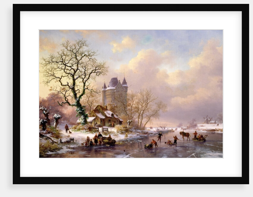Winter Landscape with a Castle by Frederick Marianus Kruseman