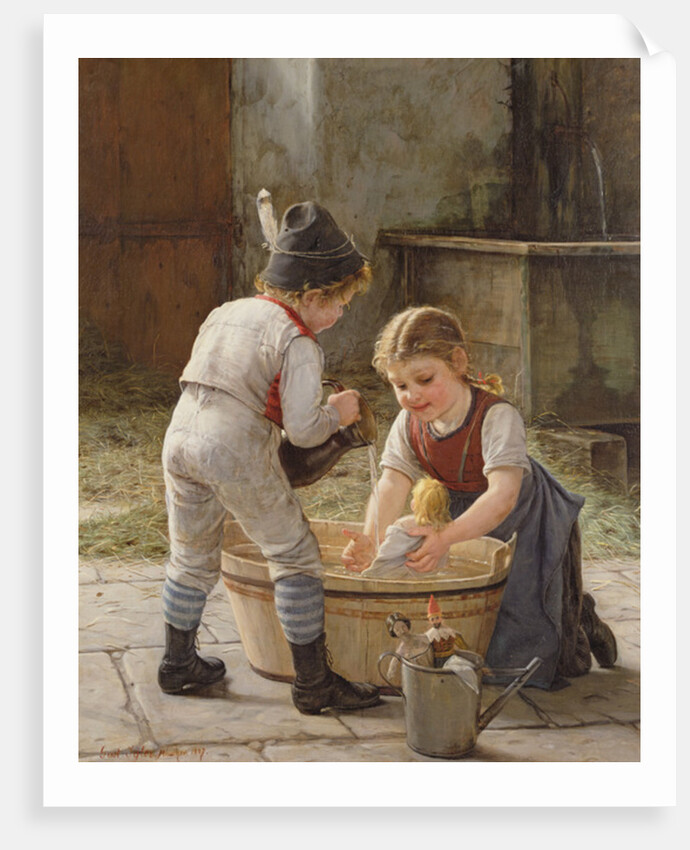 Bathing her Dolls by Gustav Igler