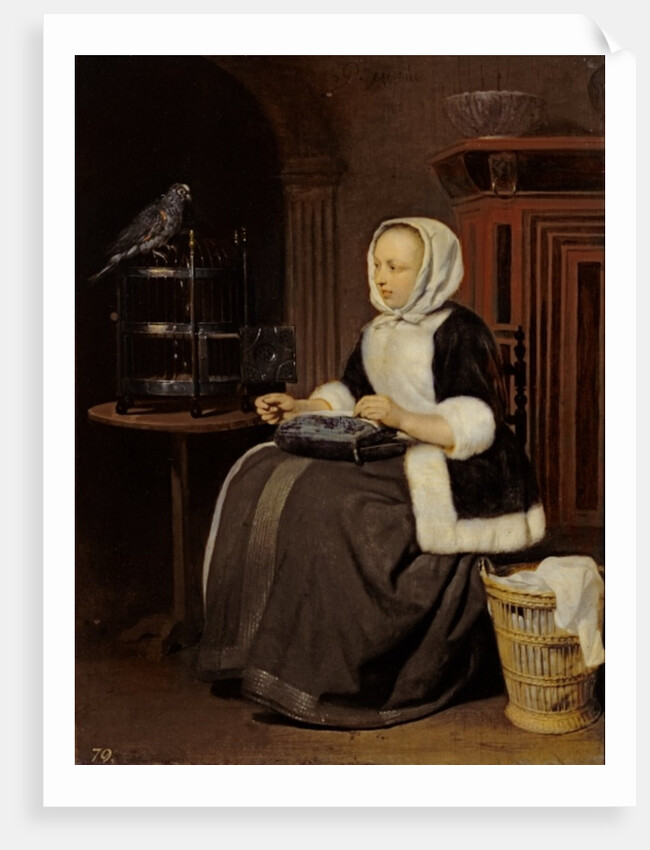 Young Girl at Work by Gabriel Metsu