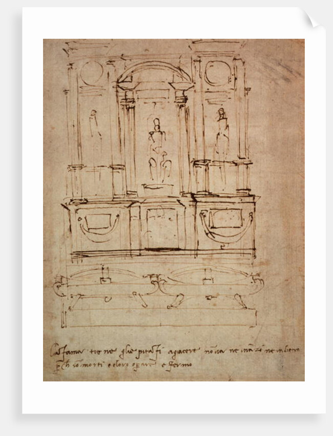 Study for a double tomb for the Medici Tombs in the New Sacristy, 1521 by Michelangelo Buonarroti