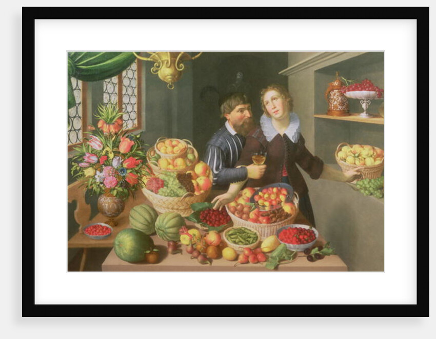 Man and Woman Before a Table Laid with Fruits and Vegetables by Georg Flegel