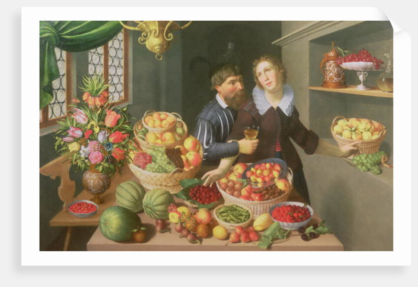 Man and Woman Before a Table Laid with Fruits and Vegetables by Georg Flegel
