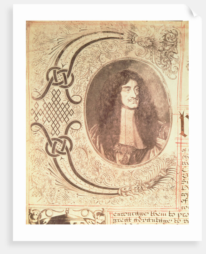 Portrait of Charles II from the Hudson's Bay Company Charter, 2nd May 1670 by English School