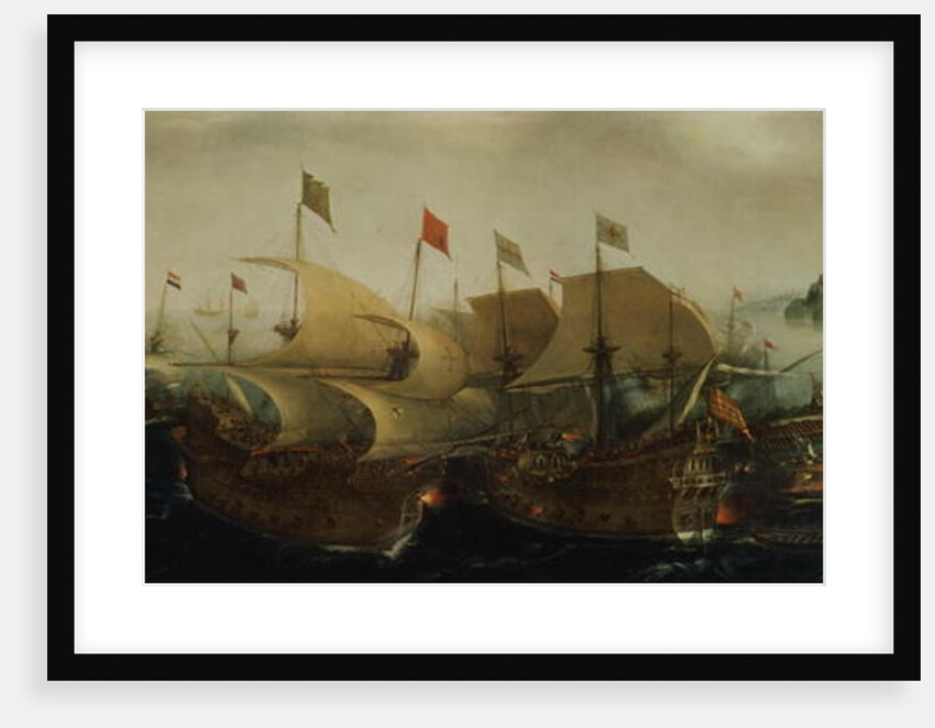 A Sea Action, possibly the Battle of Cadiz, 1596 by Hendrick Cornelisz Vroom