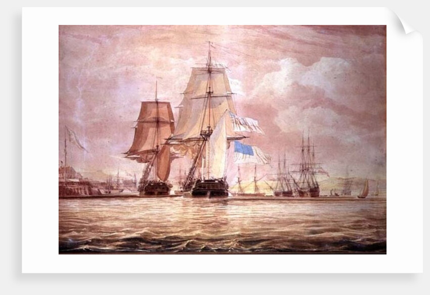 HMS 'Shannon' leading the 'Chesapeake' into Halifax Harbour, 1813 by John Christian Schetsky