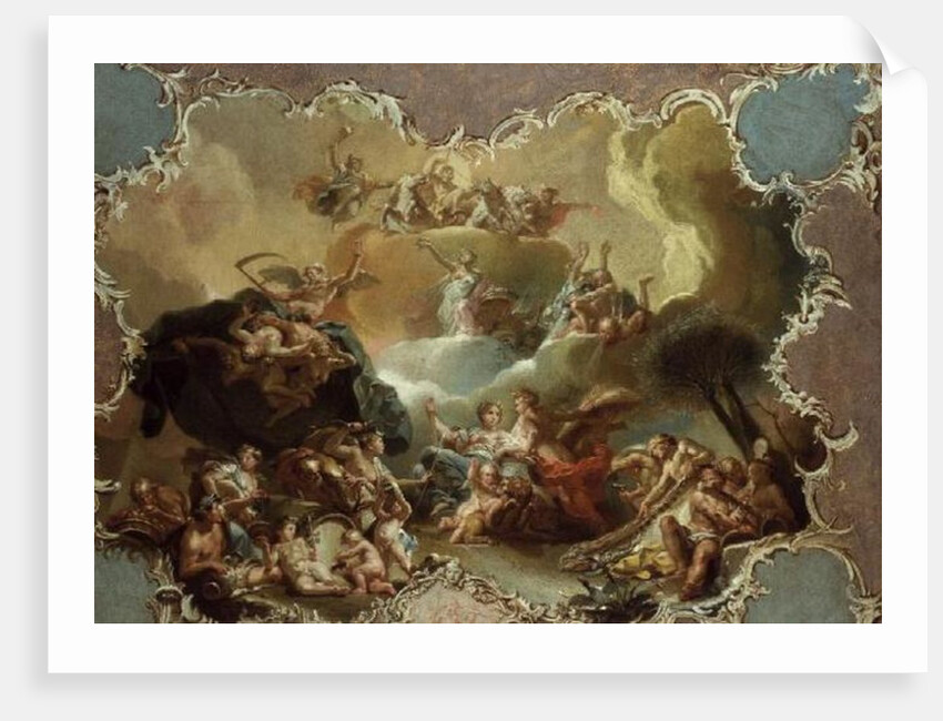 Modello for a ceiling decoration depicting Ceres with the fruits of the earth with Time overcoming Envy and Flora offering Flowers to Apollo by Martin Knoller