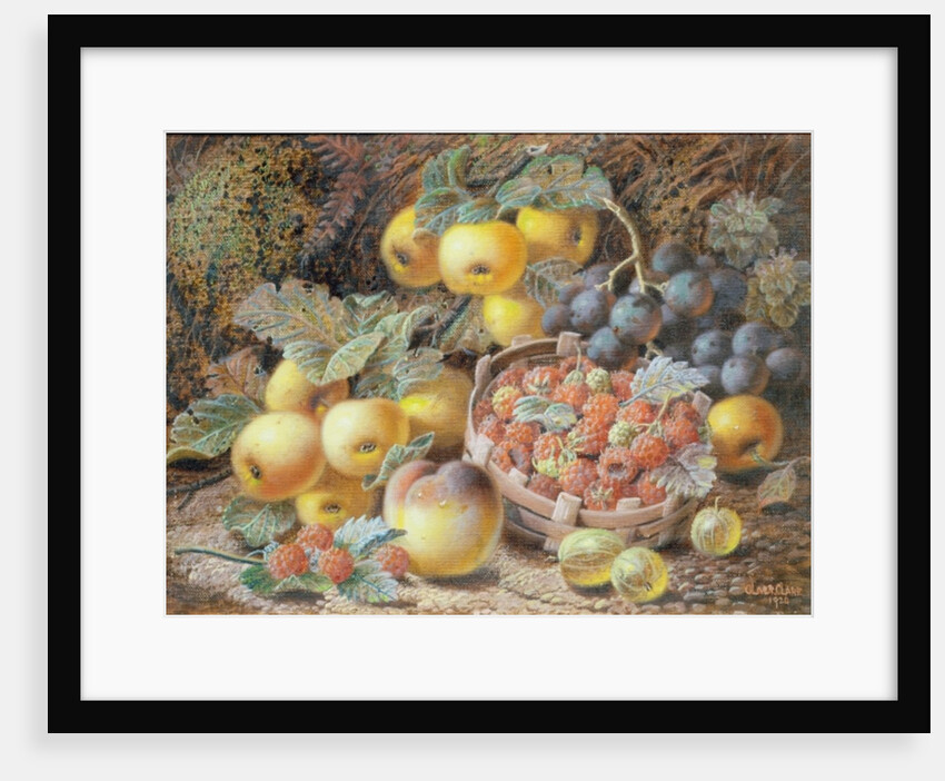 Still Life of Apples, Grapes, Raspberries, Gooseberries and Peach by Oliver Clare