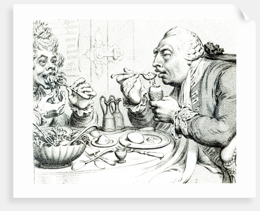 Temperance Enjoying a Frugal Meal, caricature of George III and Queen Charlotte by James Gillray