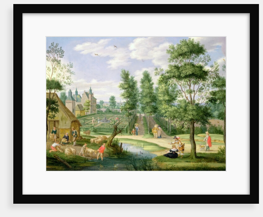 Figures in the Grounds of a Country House by Isaak van Oosten