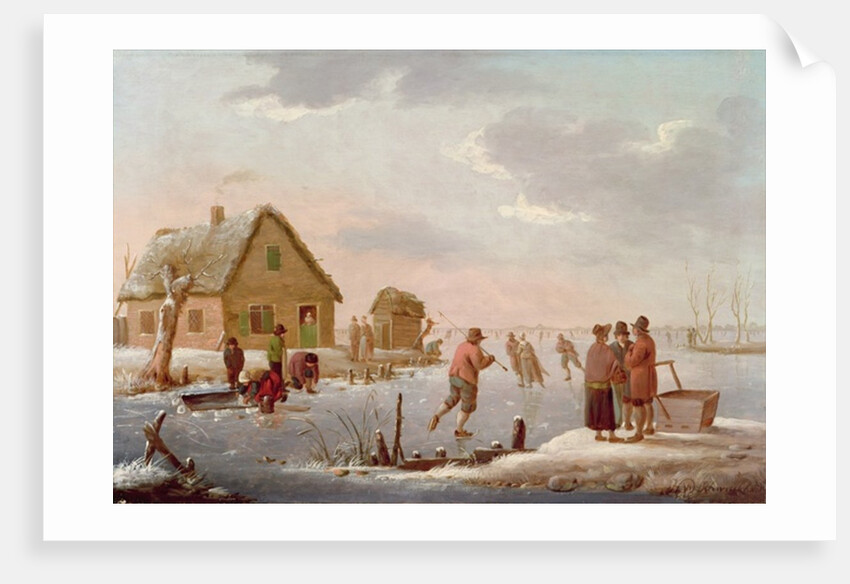 Figures Skating in a Winter Landscape by Hendrik Willem Schweickhardt