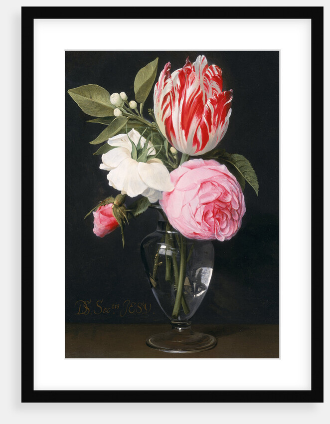 Flowers in a glass vase by Daniel Seghers