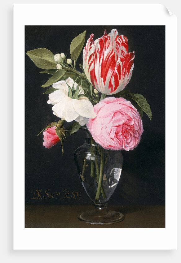Flowers in a glass vase by Daniel Seghers