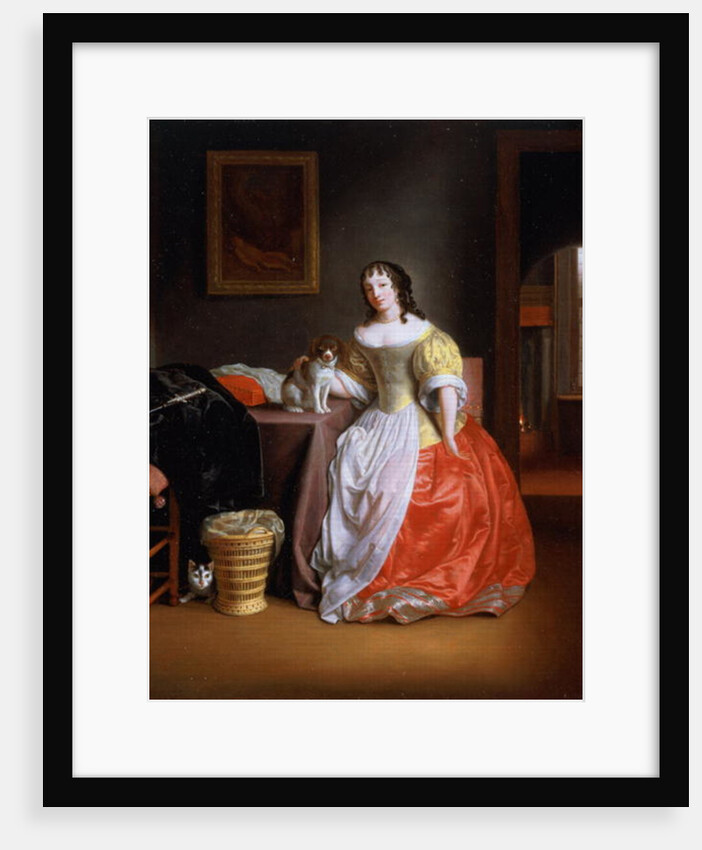 Lady in a yellow and red dress by Samuel van Hoogstraten