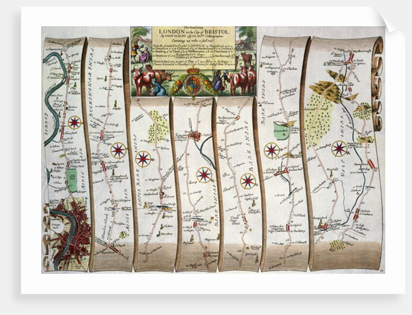Road from London to Bristol, from John Ogilby's 'Britannia' by John Ogilby