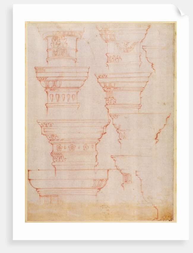 W.18v Study of column capitals by Michelangelo Buonarroti
