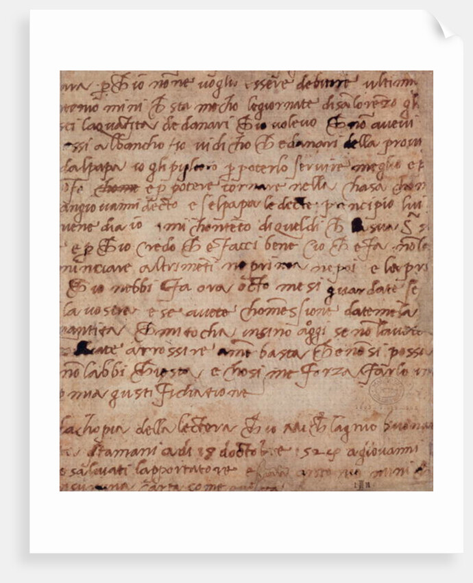 1895-9-15-503 W.34v Page of handwriting by Michelangelo Buonarroti