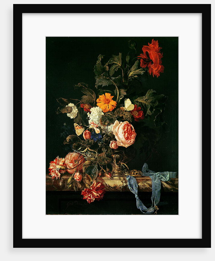 Flower Still Life with a Timepiece, 1663 by Willem van Aelst